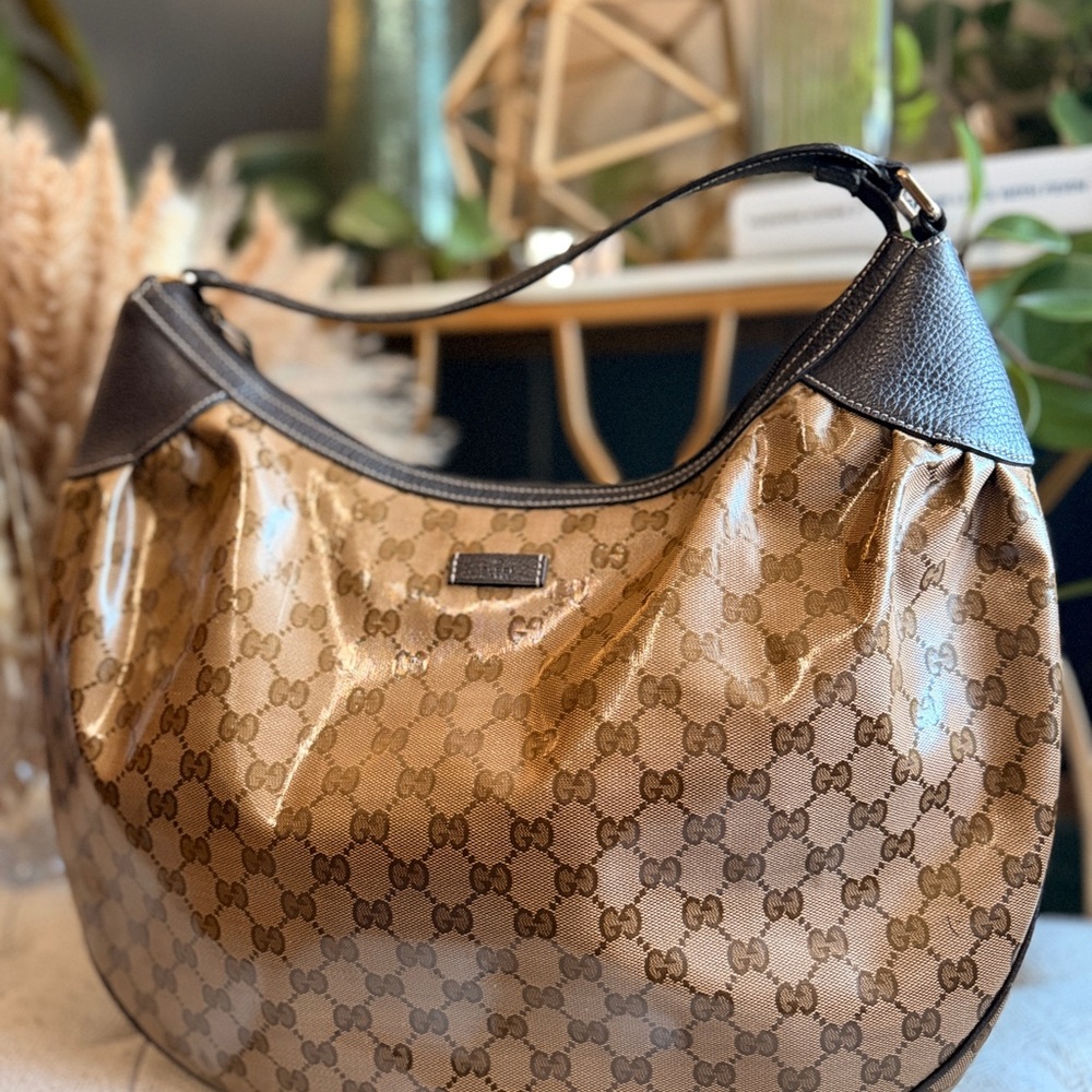 Gucci  Monogram Crystal Hobo Bag